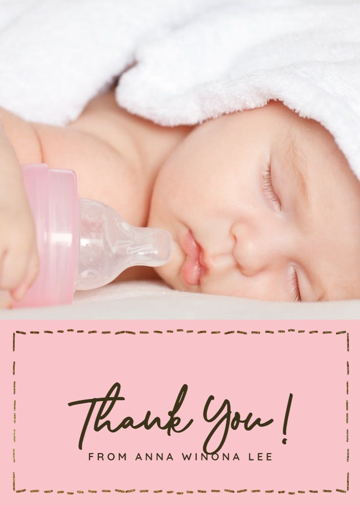 Dotted border - baby shower thank you card